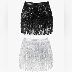 Sequin tassel wrap skirt